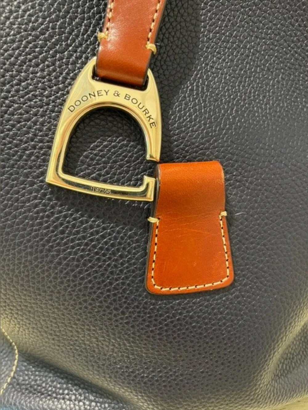 Dooney & Bourke Emerson Brynn Pebbled Navy W/British Tan Leather Hobo Bucket Bag